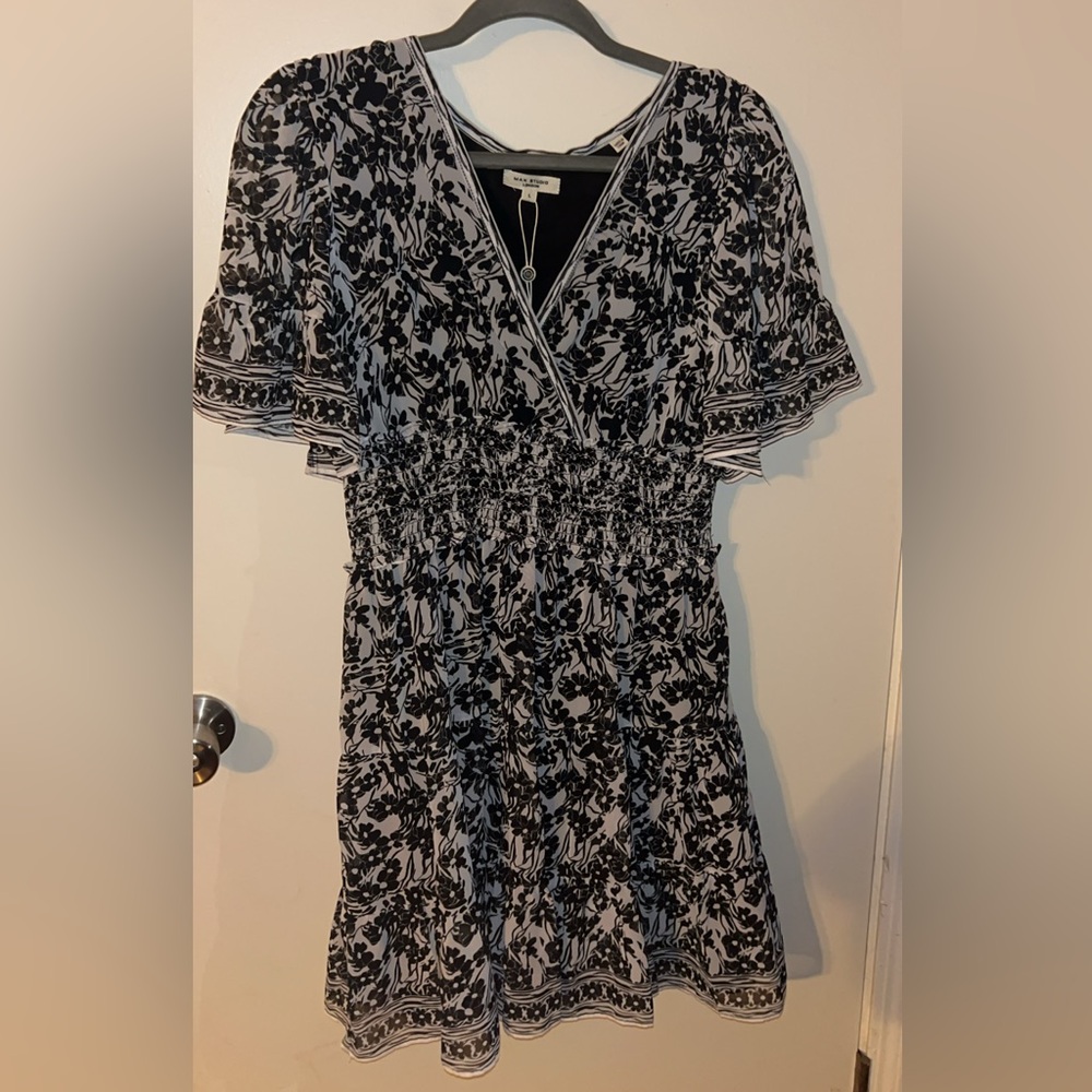 Max Studio Black and White Patterned Midi Dress
